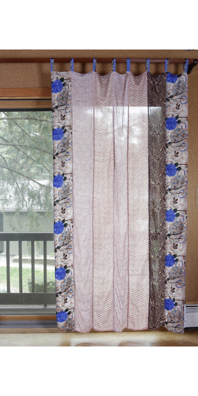 Sari Patchwork Panel Curtains – 54"x86" Handmade from Recycled Saris – Tab Top Panels – Sunshine Joy®