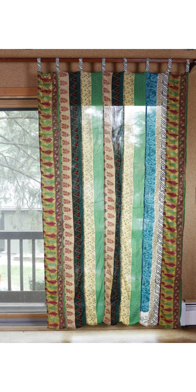 Sari Patchwork Panel Curtains – 54"x86" Handmade from Recycled Saris – Tab Top Panels – Sunshine Joy®