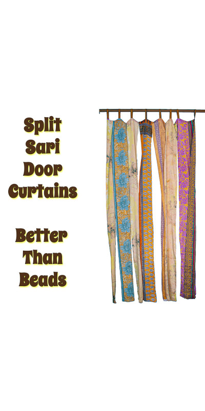 Sari Split Door Curtains – 54"x86" Handmade from Recycled Saris – Tab Top Panel – Sunshine Joy®