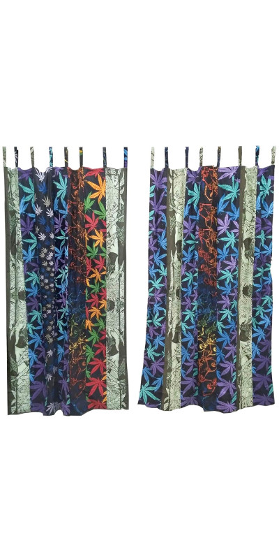 Leaf Life Theme - Sunshine Joy Bohemian Patchwork Curtain – Handmade Cotton Tab Top Panel – Hippie Home Decor *SALE*