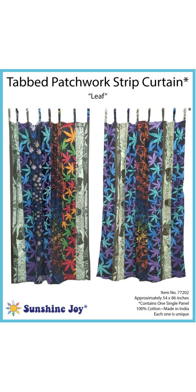 Leaf Life Theme - Sunshine Joy Bohemian Patchwork Curtain – Handmade Cotton Tab Top Panel – Hippie Home Decor *SALE*