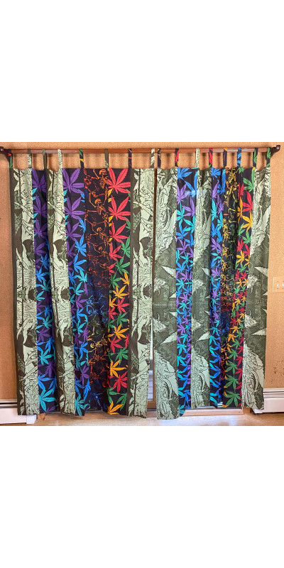 Leaf Life Theme - Sunshine Joy Bohemian Patchwork Curtain – Handmade Cotton Tab Top Panel – Hippie Home Decor *SALE*