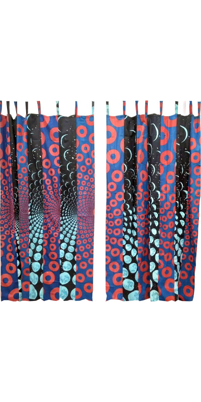 Donuts Theme - Sunshine Joy Bohemian Patchwork Curtain – Handmade Cotton Tab Top Panel – Psychedelic Hippie Home Decor *SALE*