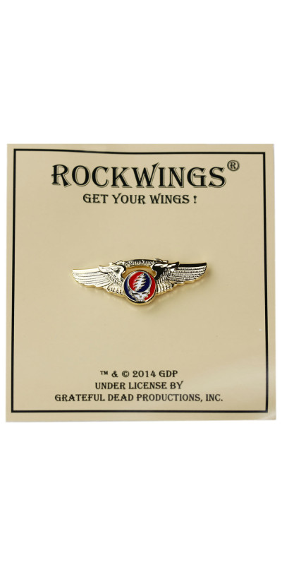 Grateful Dead Steal Your Face Small Pilot Pin Gold Plated Rockwings