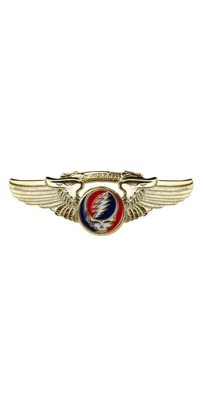Grateful Dead Steal Your Face Small Pilot Pin Gold Plated Rockwings