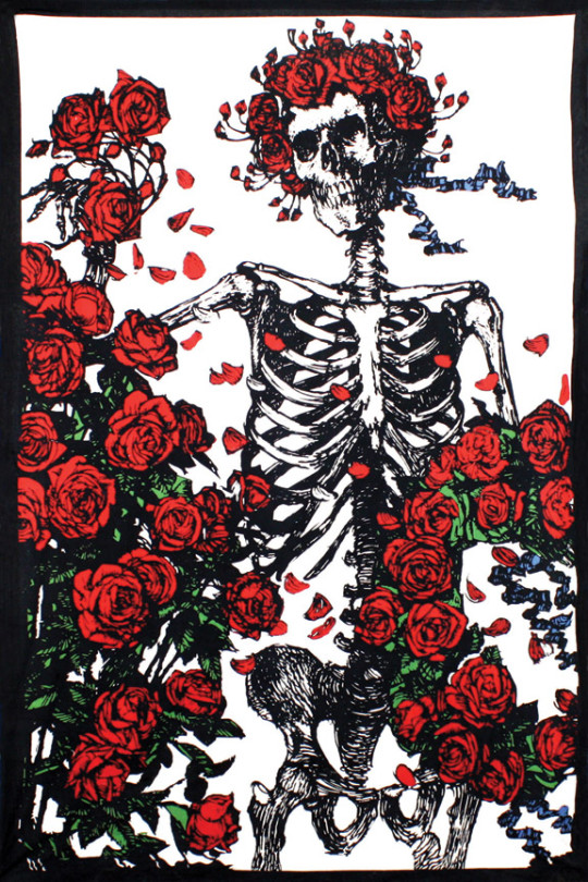 3D Grateful Dead Skeleton & Roses Tapestry 60x90
