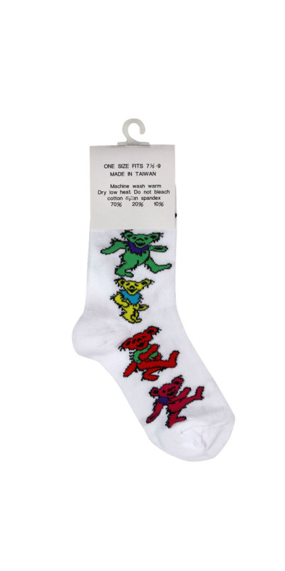 Ladies' White Dancing Bear Grateful Dead Socks