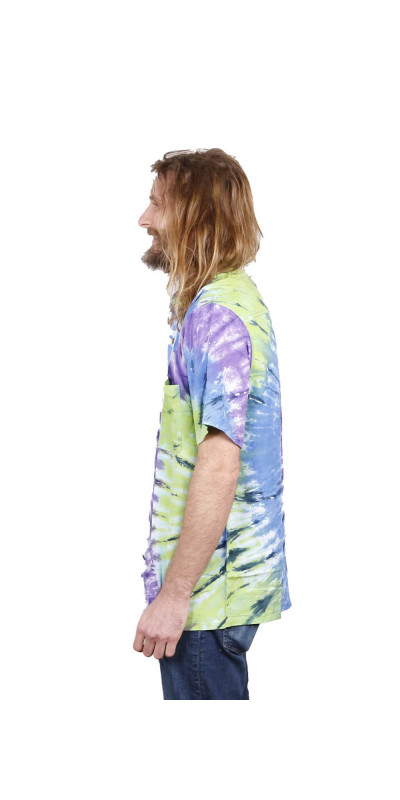 Blue Green Tie Dye Hary Dary Men's Button Down Camp Shirt