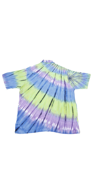 Blue Green Tie Dye Hary Dary Men's Button Down Camp Shirt