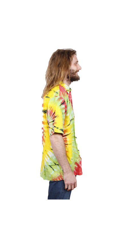 Rasta Tie Dye Hary Dary Men's Button Down Camp Shirt