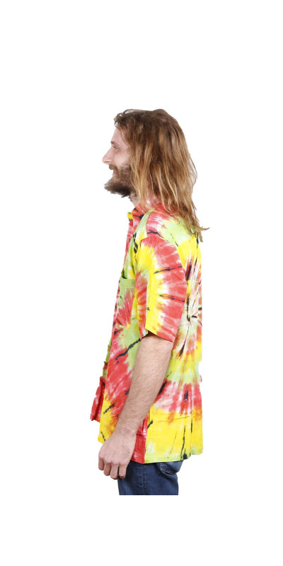 Rasta Tie Dye Hary Dary Men's Button Down Camp Shirt