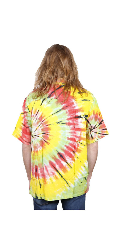 Rasta Tie Dye Hary Dary Men's Button Down Camp Shirt