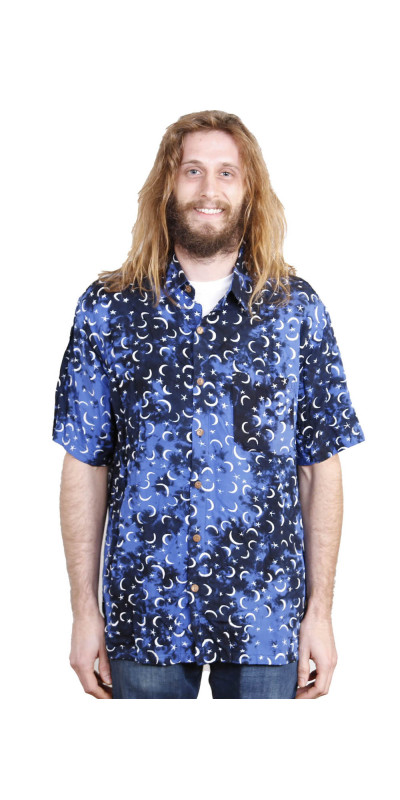 Blue Moon Batik Hary Dary Men's Button Down Camp Shirt