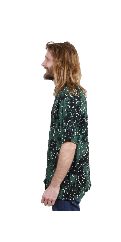 Green Moon Batik Hary Dary Men's Button Down Camp Shirt