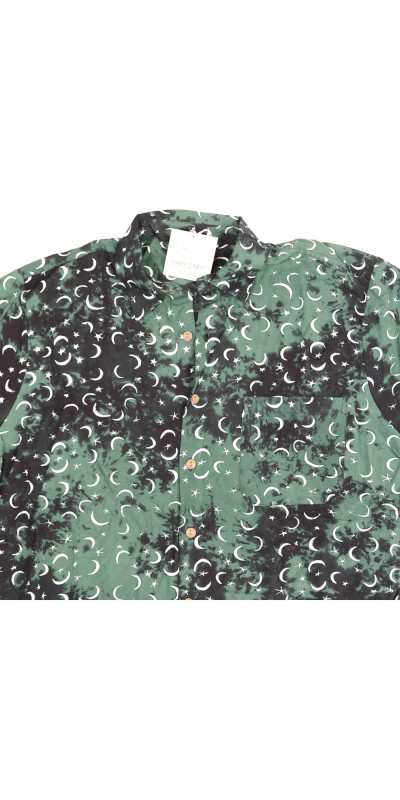 Green Moon Batik Hary Dary Men's Button Down Camp Shirt