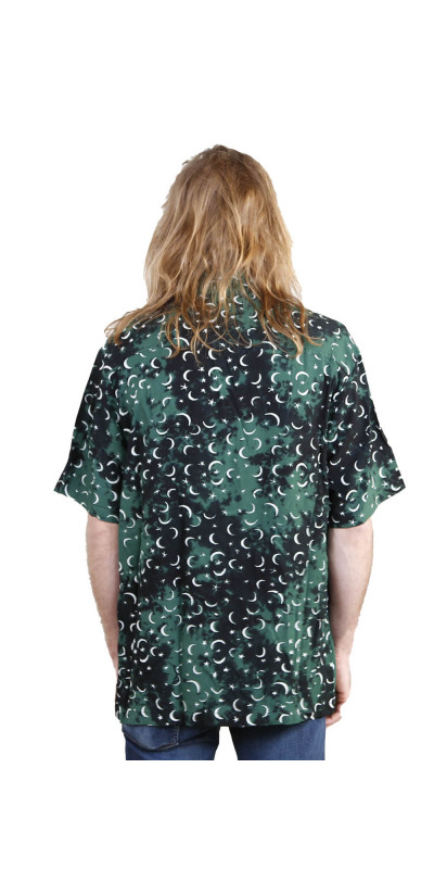 Green Moon Batik Hary Dary Men's Button Down Camp Shirt
