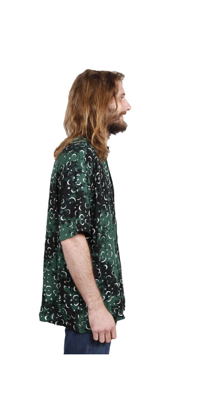 Green Moon Batik Hary Dary Men's Button Down Camp Shirt