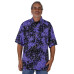 Hary Dary Men's Button Down Camp Shirt Purple Moon Batik