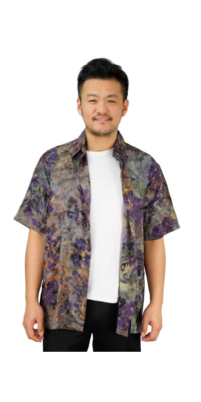 Moonflower Batik Hary Dary Men's Button Down Camp Shirt