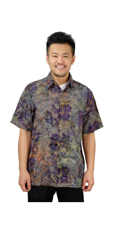 Moonflower Batik Hary Dary Men's Button Down Camp Shirt