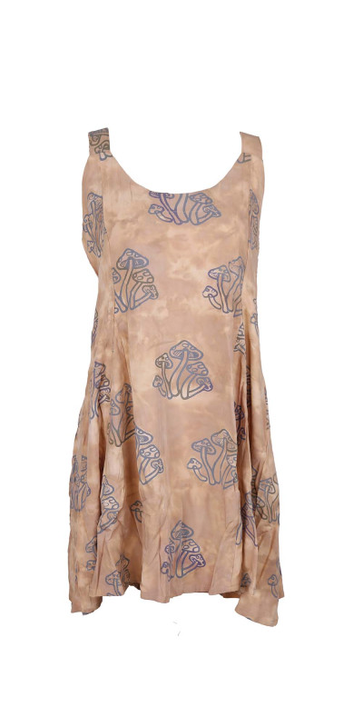 Tan Shrooms Hary Dary Short Strap Dress