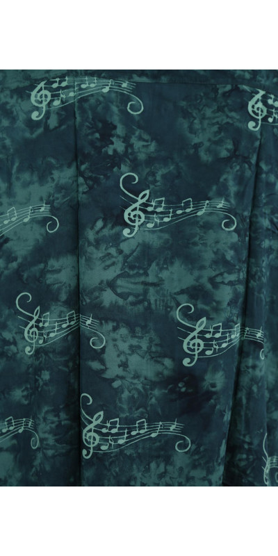 Green Musical Notes Batik Hary Dary Men's Button Down Camp Shirt