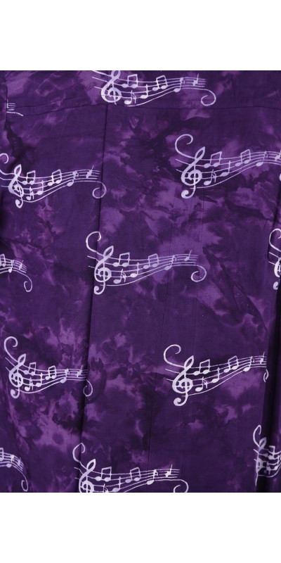 Purple Musical Notes Batik Hary Dary Men's Button Down Camp Shirt