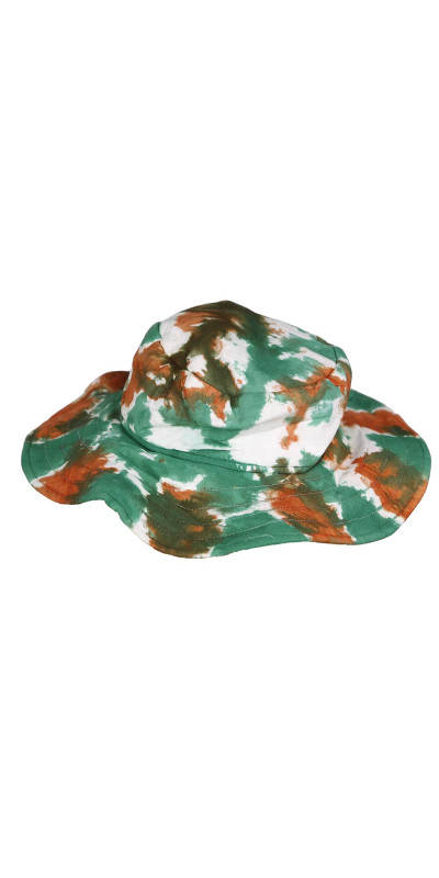 Tie Dyed Floppy Hat Green & Orange 100% Cotton **SALE**