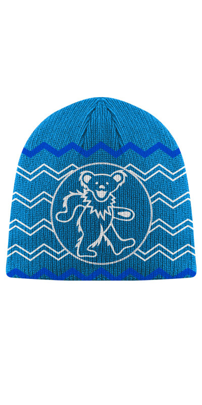 Grateful Dead Knit Beanie Hat Dancing Bear Blue