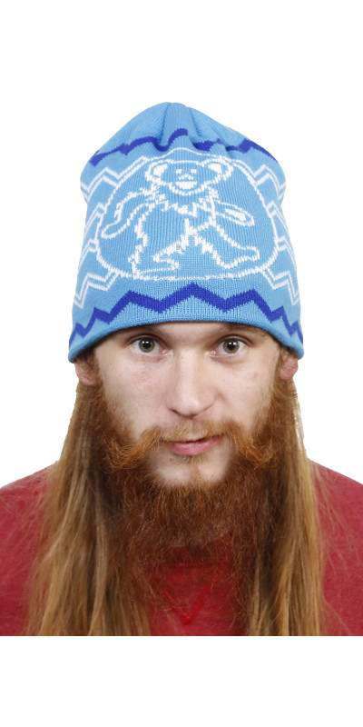 Grateful Dead Knit Beanie Hat Dancing Bear Blue