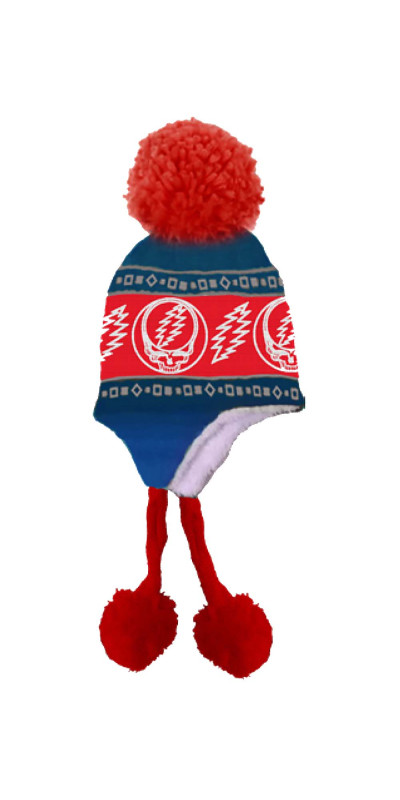 Grateful Dead Steal Your Face Skull Ski Hat Blue Red