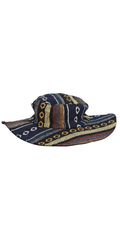 Floppy Woven Hat - Blue/Grey
