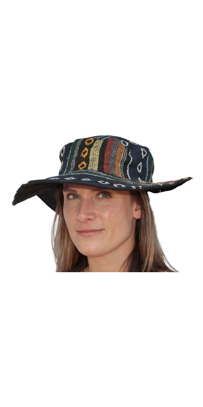 Floppy Woven Hat - Blue/Grey