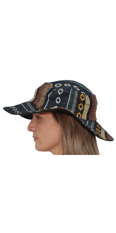 Floppy Woven Hat - Blue/Grey
