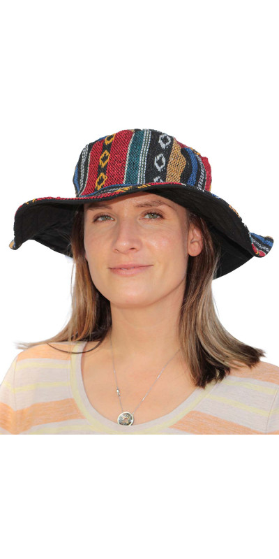 Floppy Woven Hat - Red/Blue **SALE**