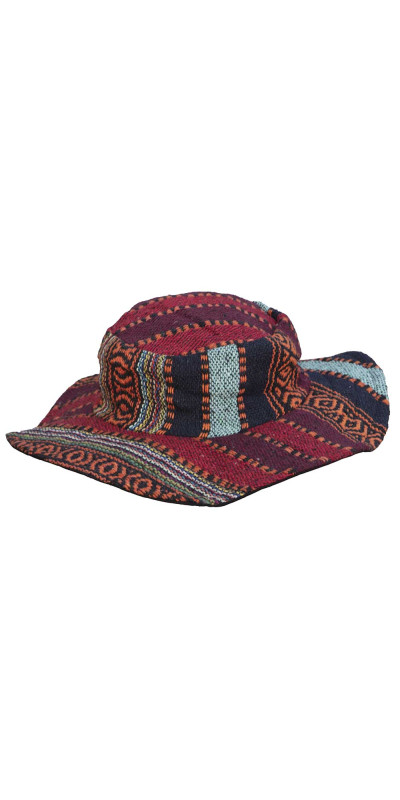 Floppy Woven Hat - Brick Stripe