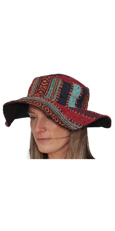 Floppy Woven Hat - Brick Stripe