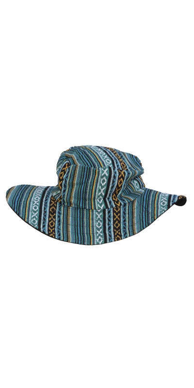 Floppy Woven Hat - Blue Stripe