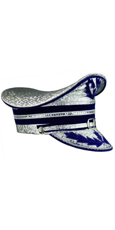 Metallic Silver Marching Band Hat -SIZE XL ONLY