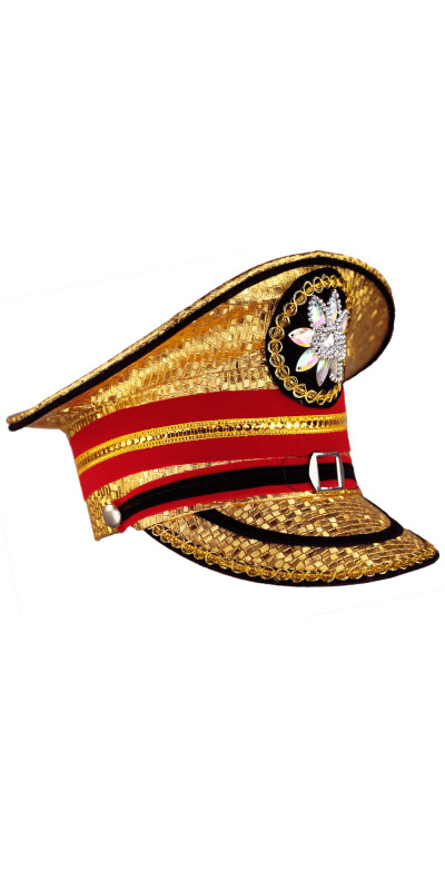 Metallic Gold Marching Band Hat - SIZE XL ONLY *CLEARANCE*