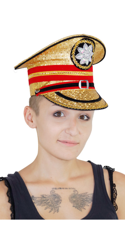 Metallic Gold Marching Band Hat - SIZE XL ONLY *CLEARANCE*