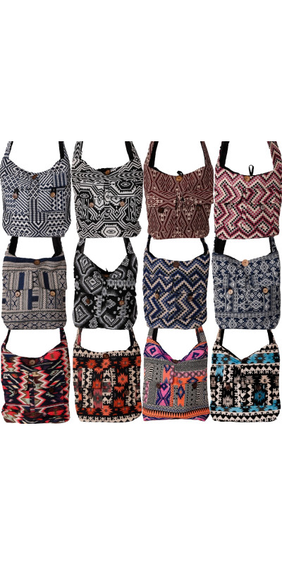 12 Assorted Zip Top Hippie Shoulder Bags *SALE*