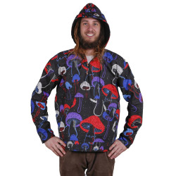 Reversible Fleece Lined Pullover Hoodie - Glow In The Dark Shroom Spiral