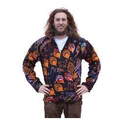Reversible Fleece Lined Pullover Hoodie - Colorful Cats