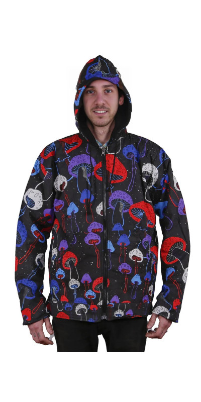 Reversible Fleece Lined Zip Up Hoodie - Glow In The Dark Shroom Spiral *SALE*