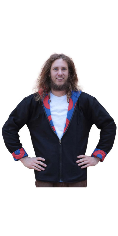 Reversible Fleece Lined Zip Up Hoodie - Donut Vibes