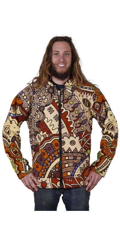 Reversible Fleece Lined Zip Up Hoodie - Plant Dream