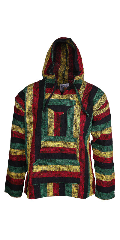 Baja Joy Pull Over Hoodie Rasta Stripe