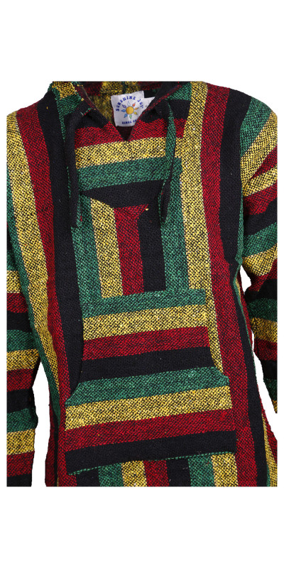 Baja Joy Pull Over Hoodie Rasta Stripe