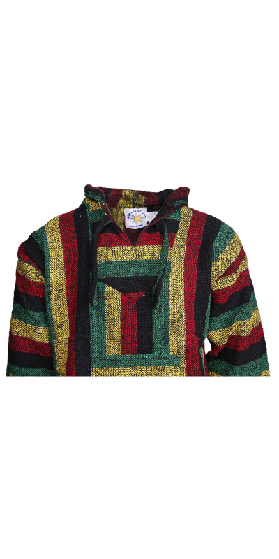 Baja Joy Pull Over Hoodie Rasta Stripe